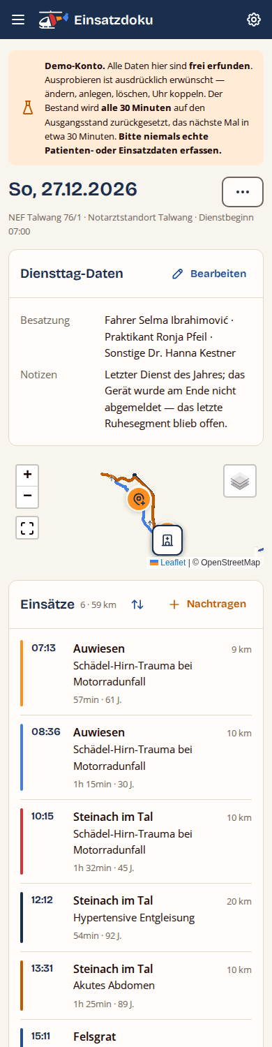 Tagesübersicht auf dem Handy